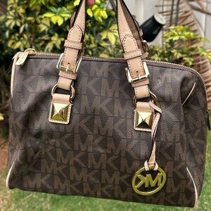 Michael Kors MK Logo Canvas Tote w/ Stud Detail – Everyday Carryall